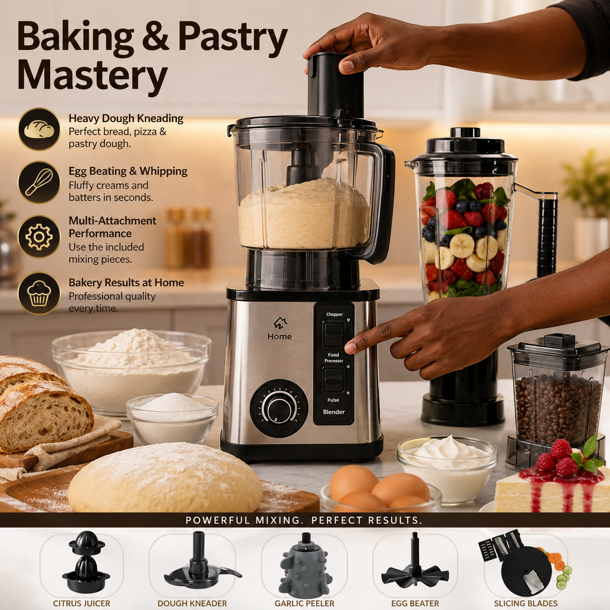 Evimki Kitchen Machine 8-in-1 Commercial Blender 1200W | Food Processor | 4L Unbreakable Jar | All-in-One Solution