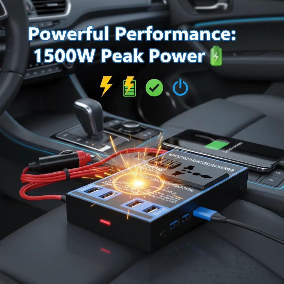 🔌Multi-Function Vehicle Inverter – Power Your Devices Anywhere, Anytime⚡🚗