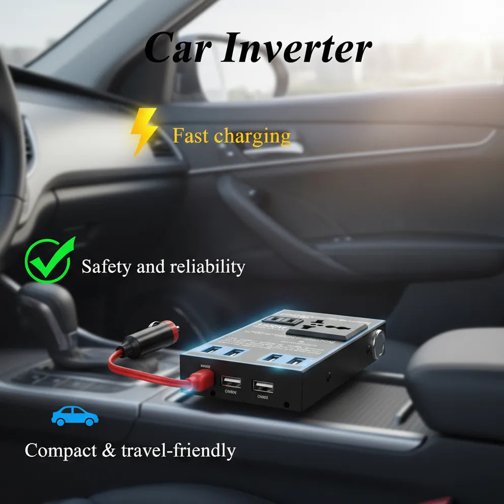 🔌Multi-Function Vehicle Inverter – Power Your Devices Anywhere, Anytime⚡🚗