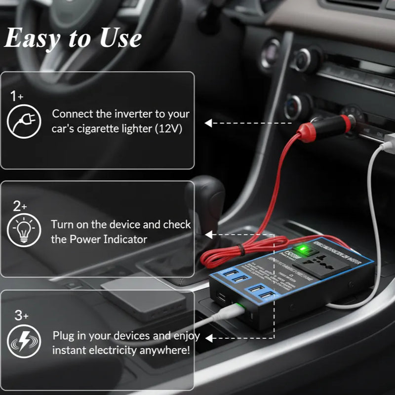 🔌Multi-Function Vehicle Inverter – Power Your Devices Anywhere, Anytime⚡🚗