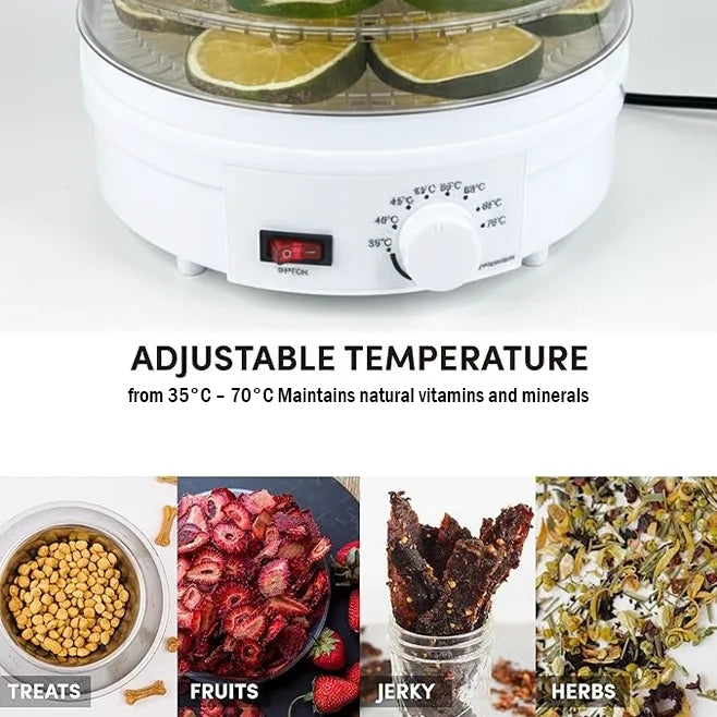 Premium 5-Layer Electric Food Dehydrator – Adjustable Temperature for Healthy Snacks & Long-Lasting Freshness✅