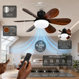 Fantasia Atlanta 30″ Compact Ceiling Fan with Light – Brushed Nickel & Oak Finish