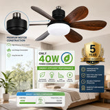 Fantasia Atlanta 30″ Compact Ceiling Fan with Light – Brushed Nickel & Oak Finish