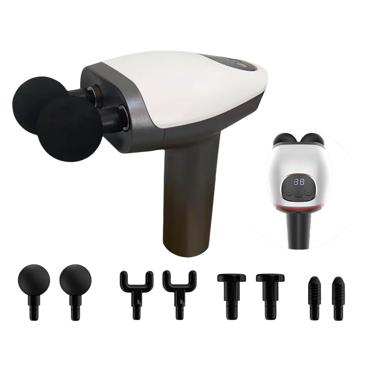 Fascia Gun – Deep Tissue Massage Gun with LCD Display & 6 Heads