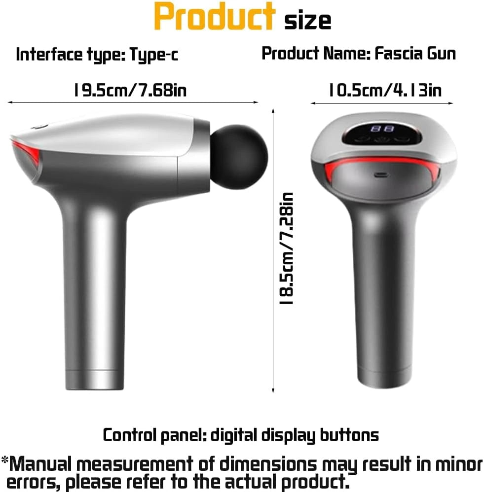 Fascia Gun – Deep Tissue Massage Gun with LCD Display & 6 Heads