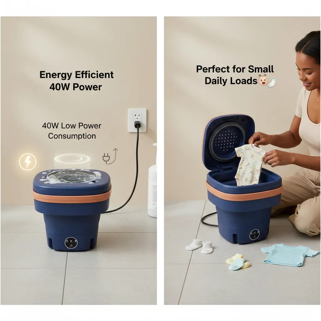 🧺 Folding Washing Machine – Compact & Portable Mini Washer 40W