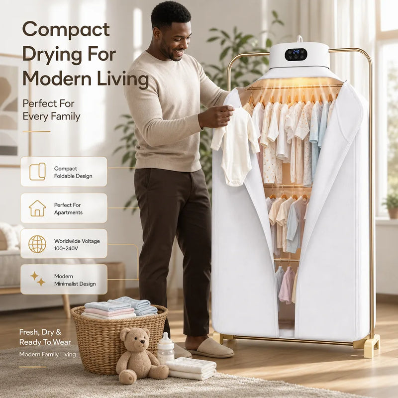 MK-901 Ultra-Compact Intelligent Folding Clothes Dryer for Home & Travel