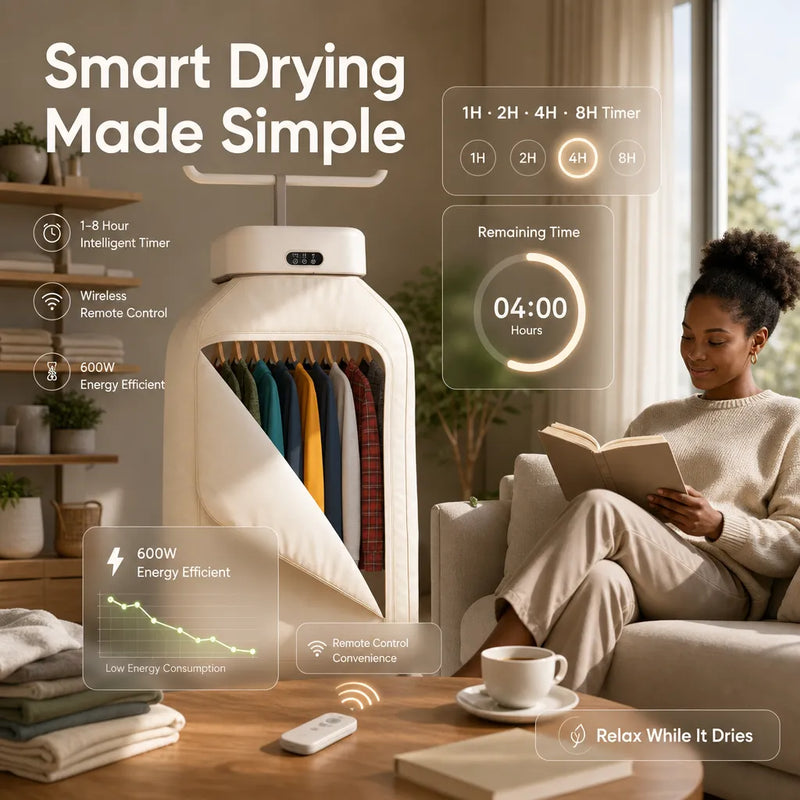 MK-901 Ultra-Compact Intelligent Folding Clothes Dryer for Home & Travel