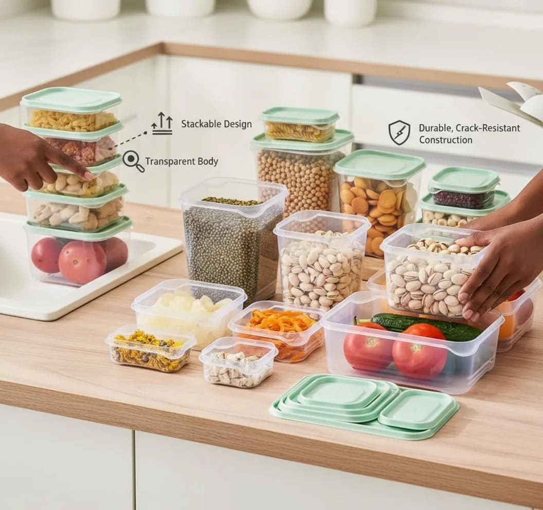 17-Piece Airtight Food Storage Containers 🍱✨ – Smart Multi-Size Kitchen Organization Solution
