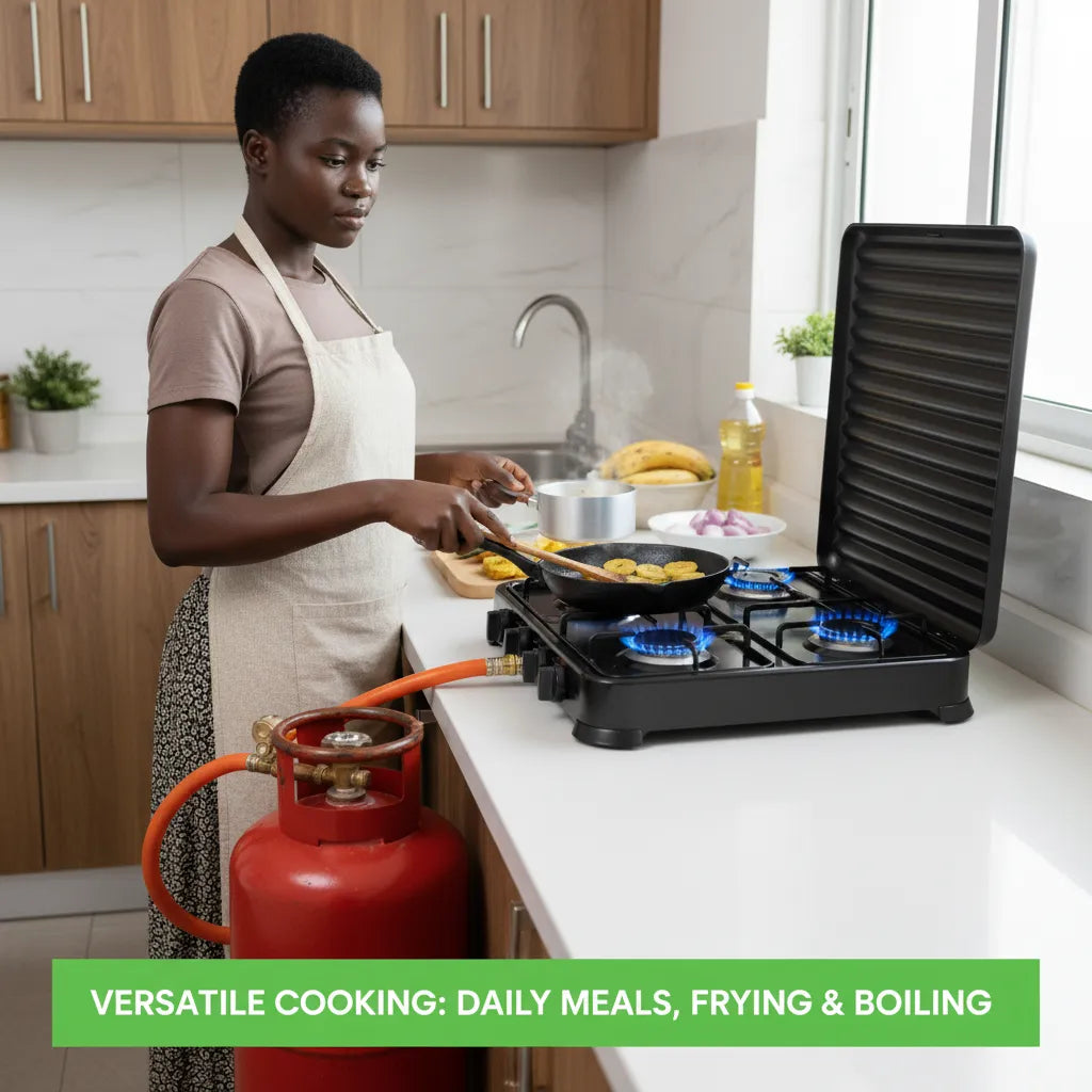 Efficient 4-burner gas stove with strong 2.2kW power and a compact, modern design—perfect for fast and easy everyday cooking 🍳