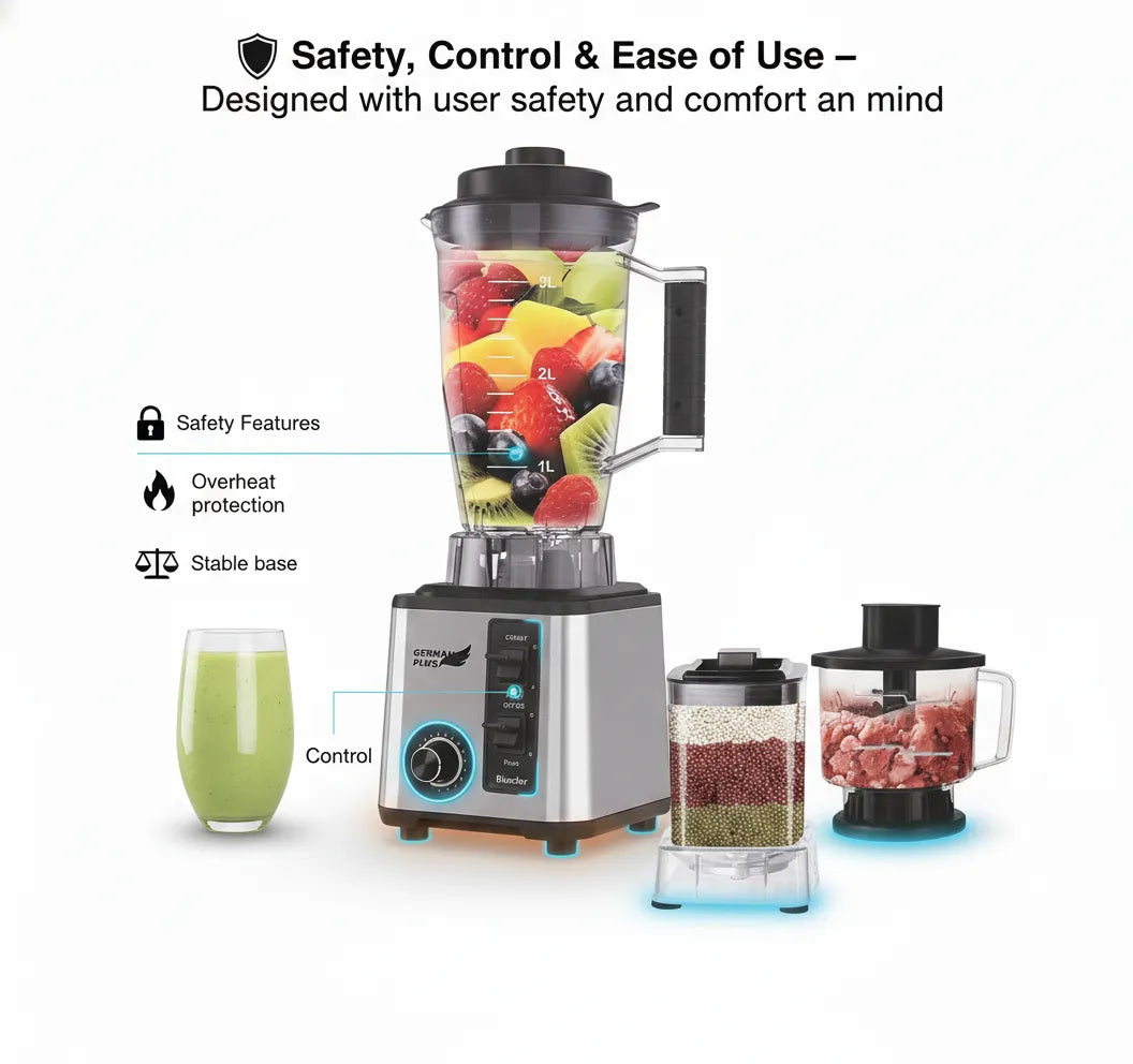 🚀 German Plus High-Power 3-in-1 Blender – Built for Everyday Excellence