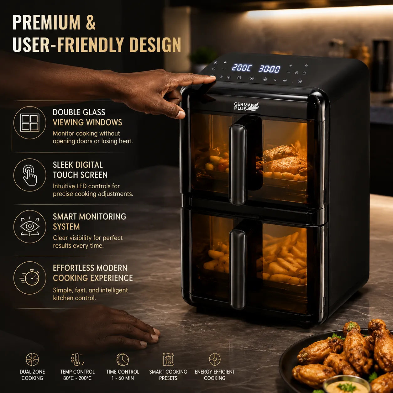 German Plus Dual Zone Smart Air Fryer Oven | 11.6L, 3000W