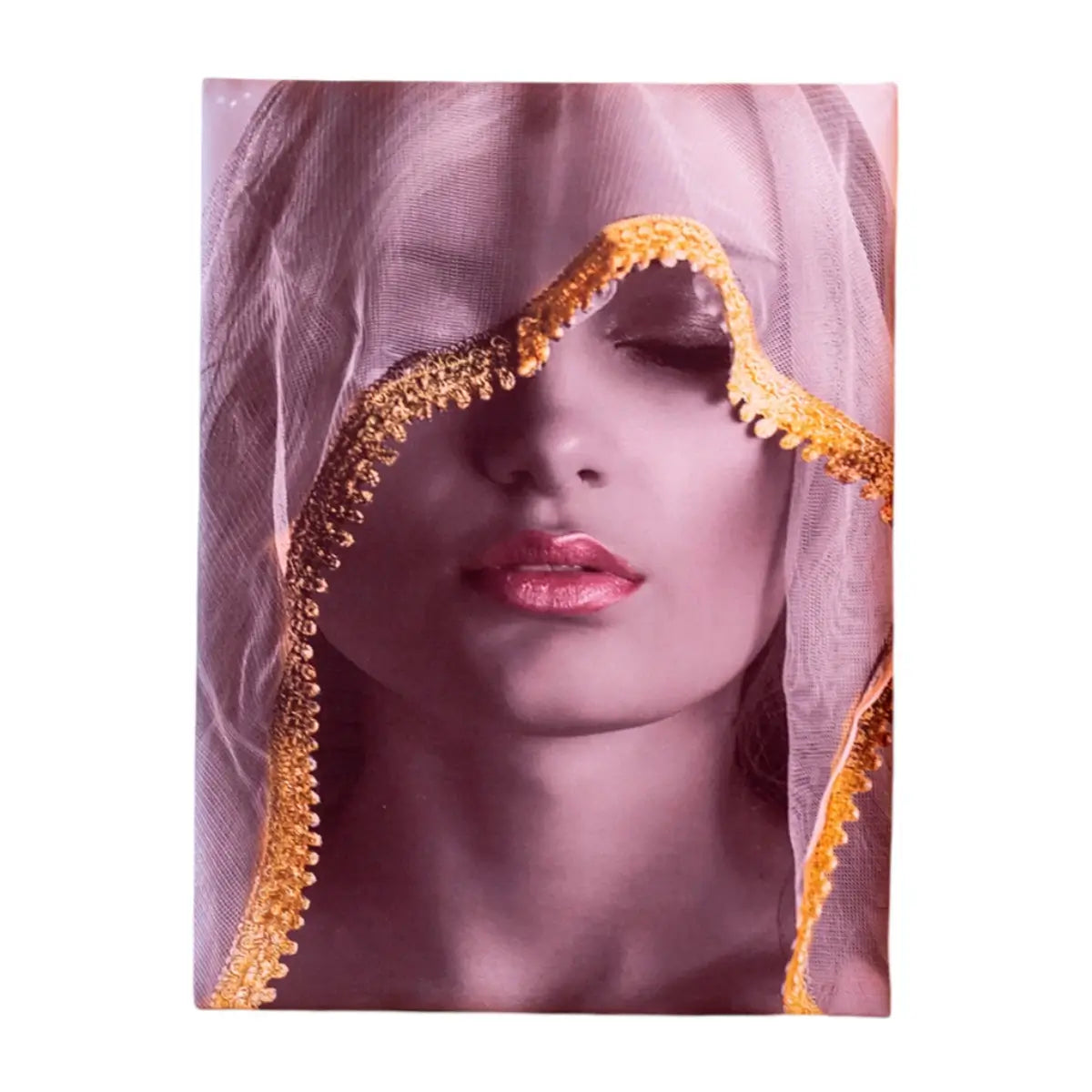 Golden Grace – Mysterious Veiled Beauty Canvas Art