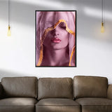 Golden Grace – Mysterious Veiled Beauty Canvas Art