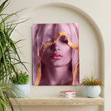 Golden Grace – Mysterious Veiled Beauty Canvas Art