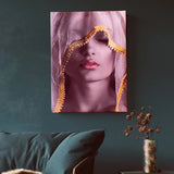 Golden Grace – Mysterious Veiled Beauty Canvas Art