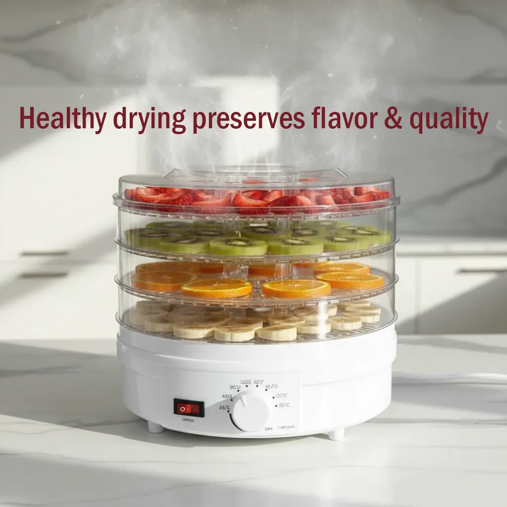 Premium 5-Layer Electric Food Dehydrator – Adjustable Temperature for Healthy Snacks & Long-Lasting Freshness✅