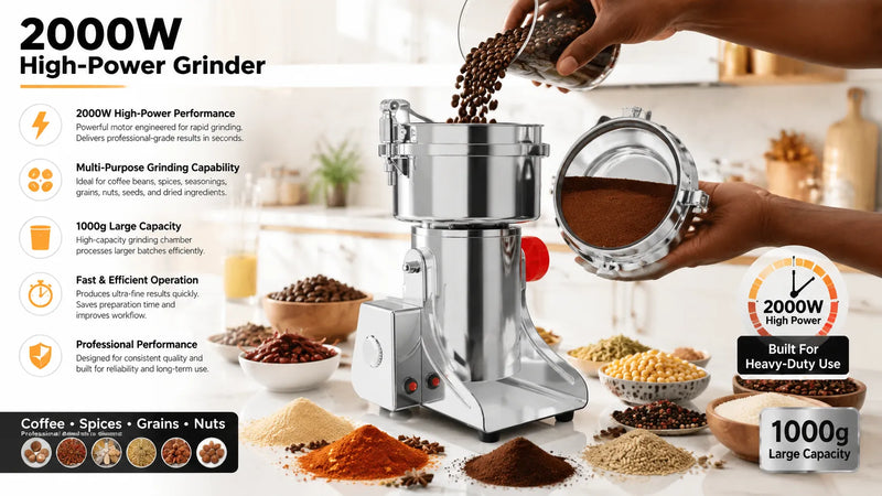 Professional 2000W Electric Grinder – 1000g High-Capacity Mill