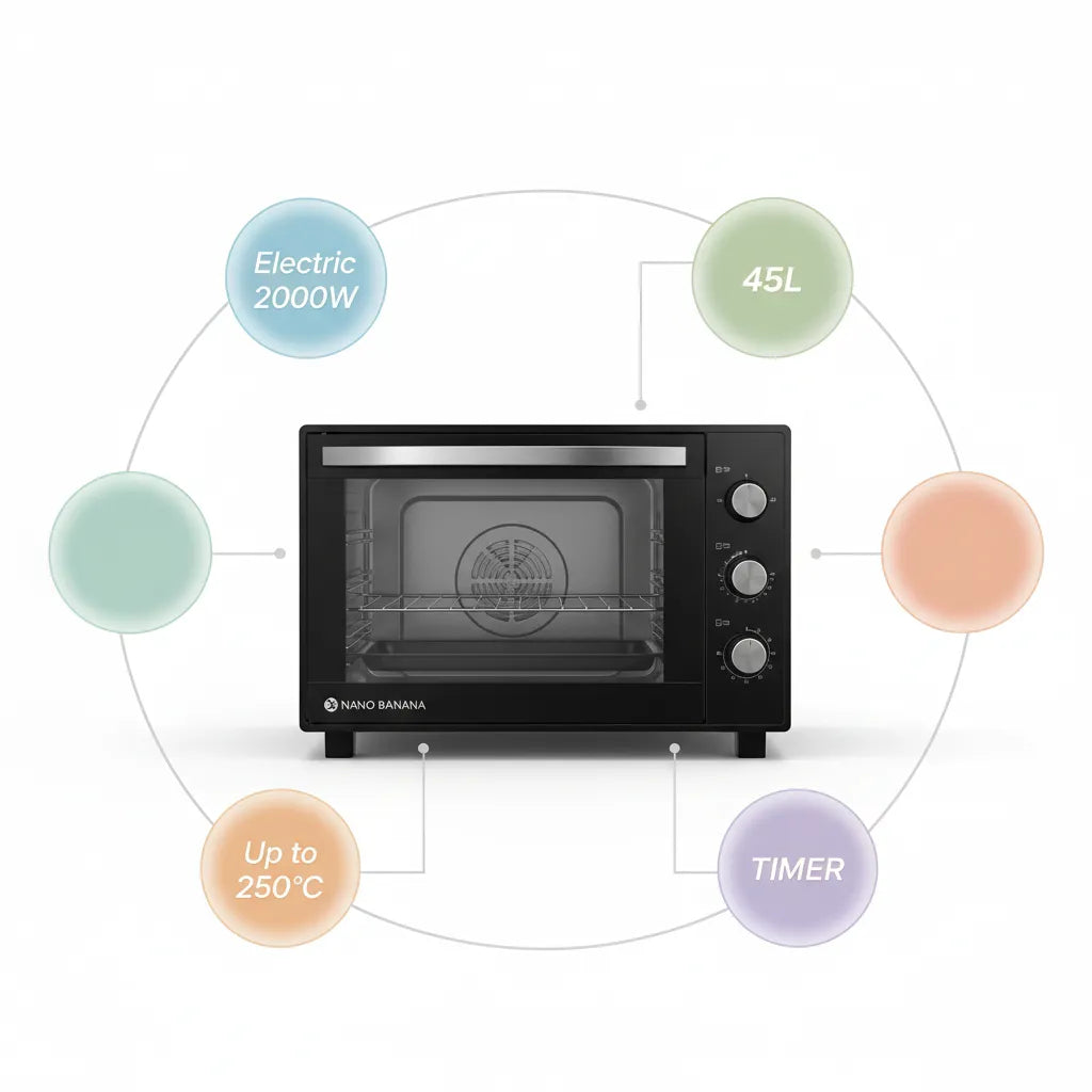 ✨ Hoffmans Electric Oven HM-751 – 45L, 2000W Oven + Free Glove🎁