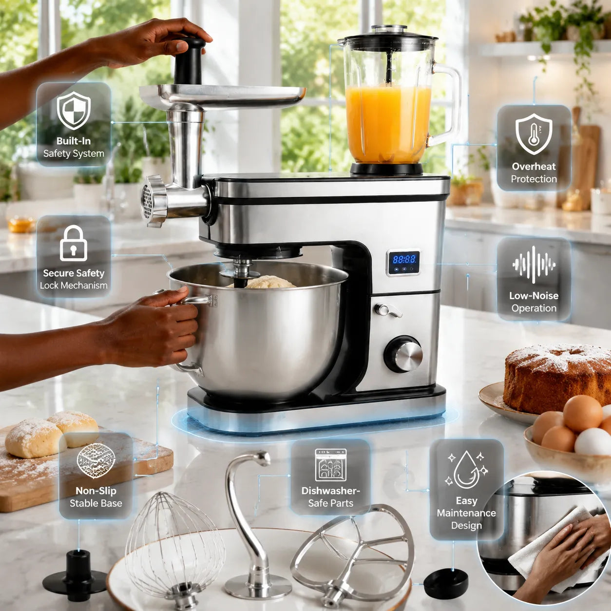 Hoffmans HM-8086 Stand Mixer: The Ultimate 3-in-1 Kitchen Appliance