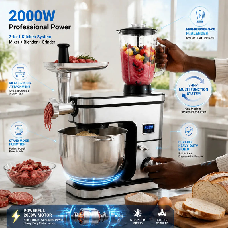 Hoffmans HM-8086 Stand Mixer: The Ultimate 3-in-1 Kitchen Appliance