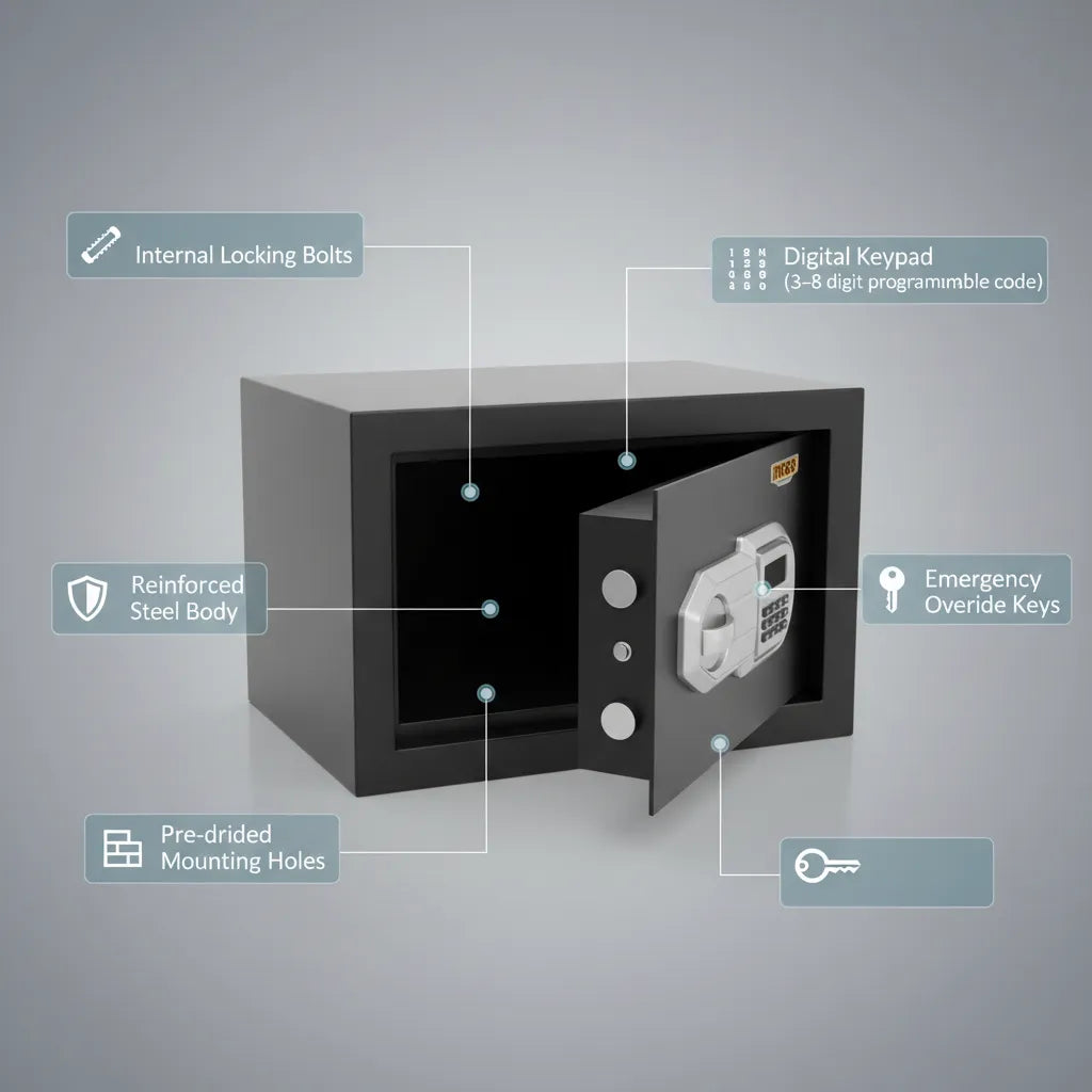 INGCO 11L Digital Steel Safe – Compact, Heavy-Duty Home Security 🔐