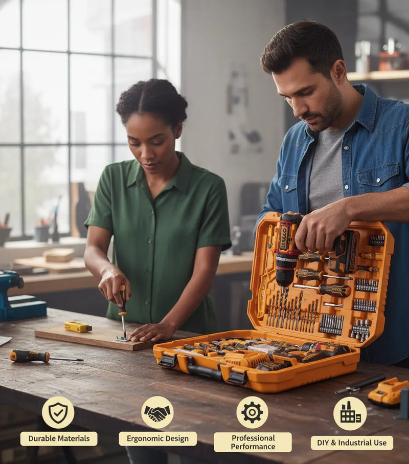 INGCO 166-Piece Ultimate Tool Kit with 20V Cordless Drill – Portable, Professional, and Heavy-Duty
