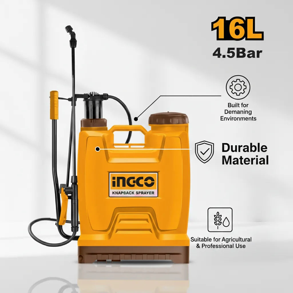 INGCO 16L Professional Knapsack Sprayer – Maximum Capacity, Maximum Performance