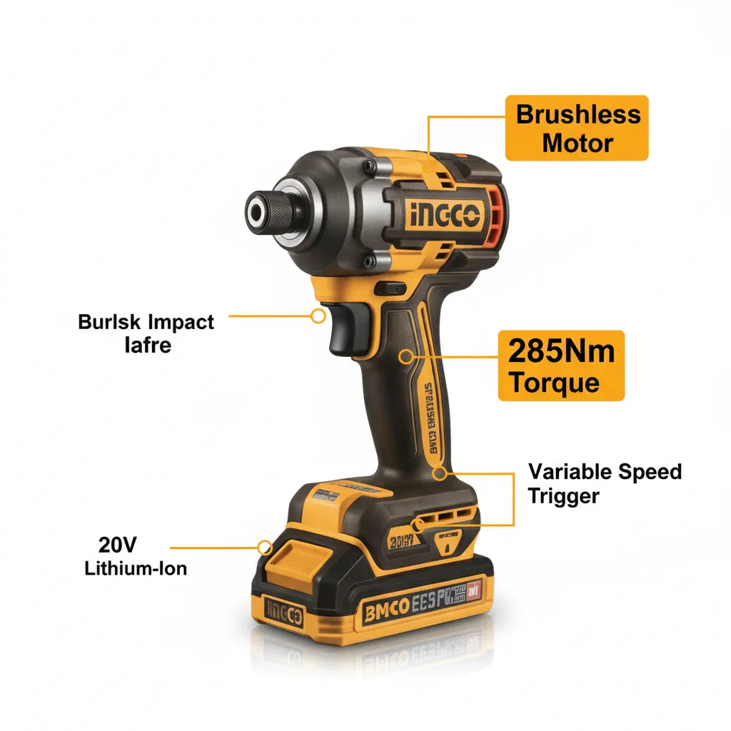 INGCO 20V Professional 3-Piece Brushless Combo Kit – Ultimate Power. Maximum Performance⚡