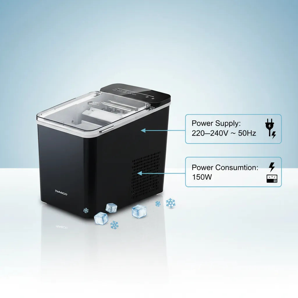 NASCO Portable Ice Maker Machine 150W | 26lbs Daily Output | Fresh Ice in 6 Minutes