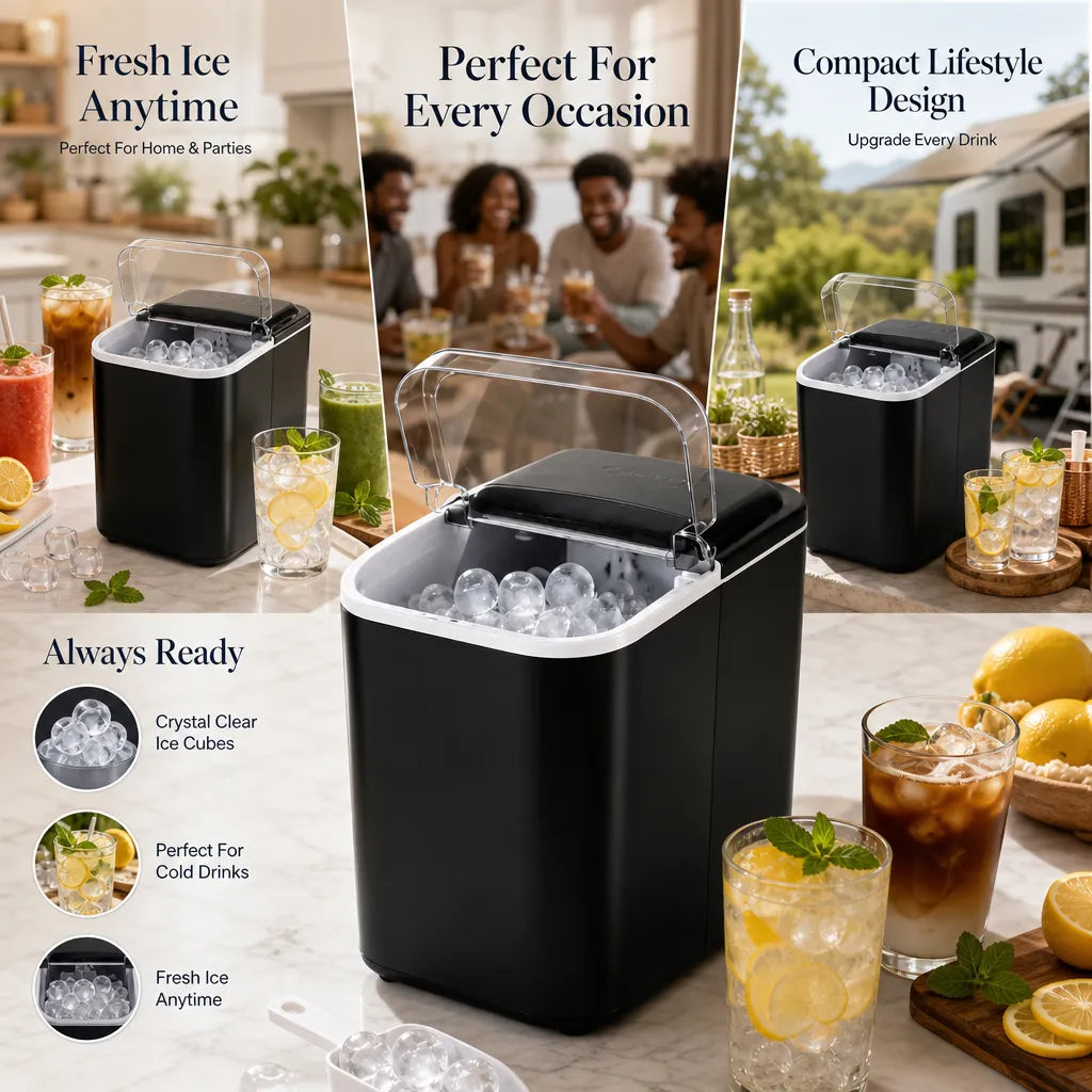 Hoffmans 1.6L Portable Ice Maker: Fresh, Crisp Ice in Minutes