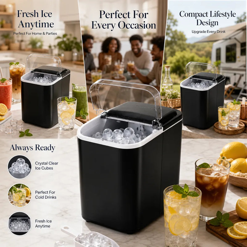 Hoffmans 1.6L Portable Ice Maker: Fresh, Crisp Ice in Minutes