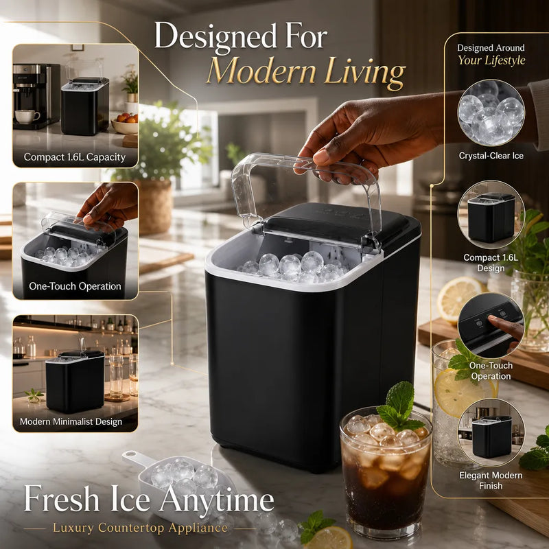 Hoffmans 1.6L Portable Ice Maker: Fresh, Crisp Ice in Minutes