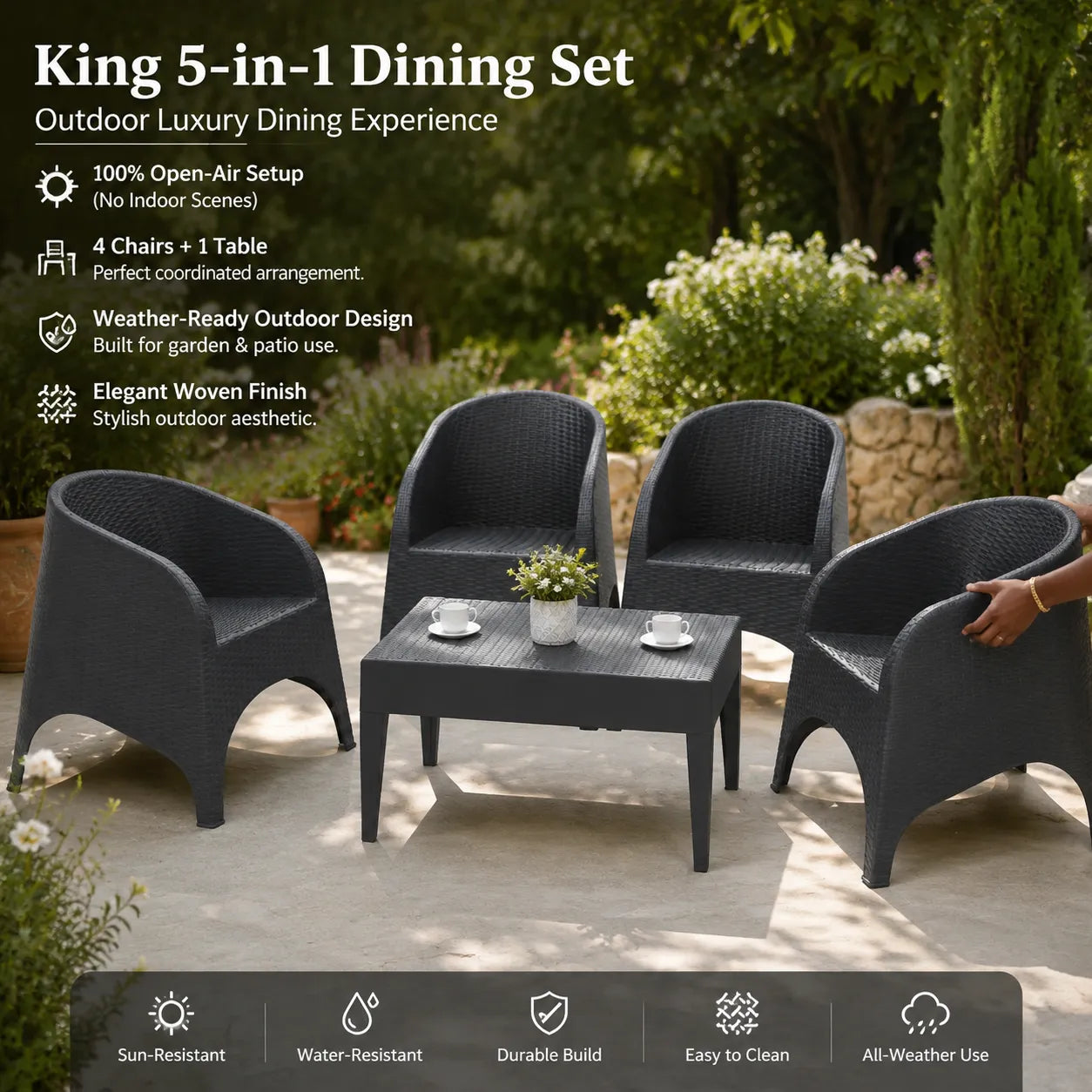5in1 Chairs Set - Outdoor / Indoor King Chairs & Table