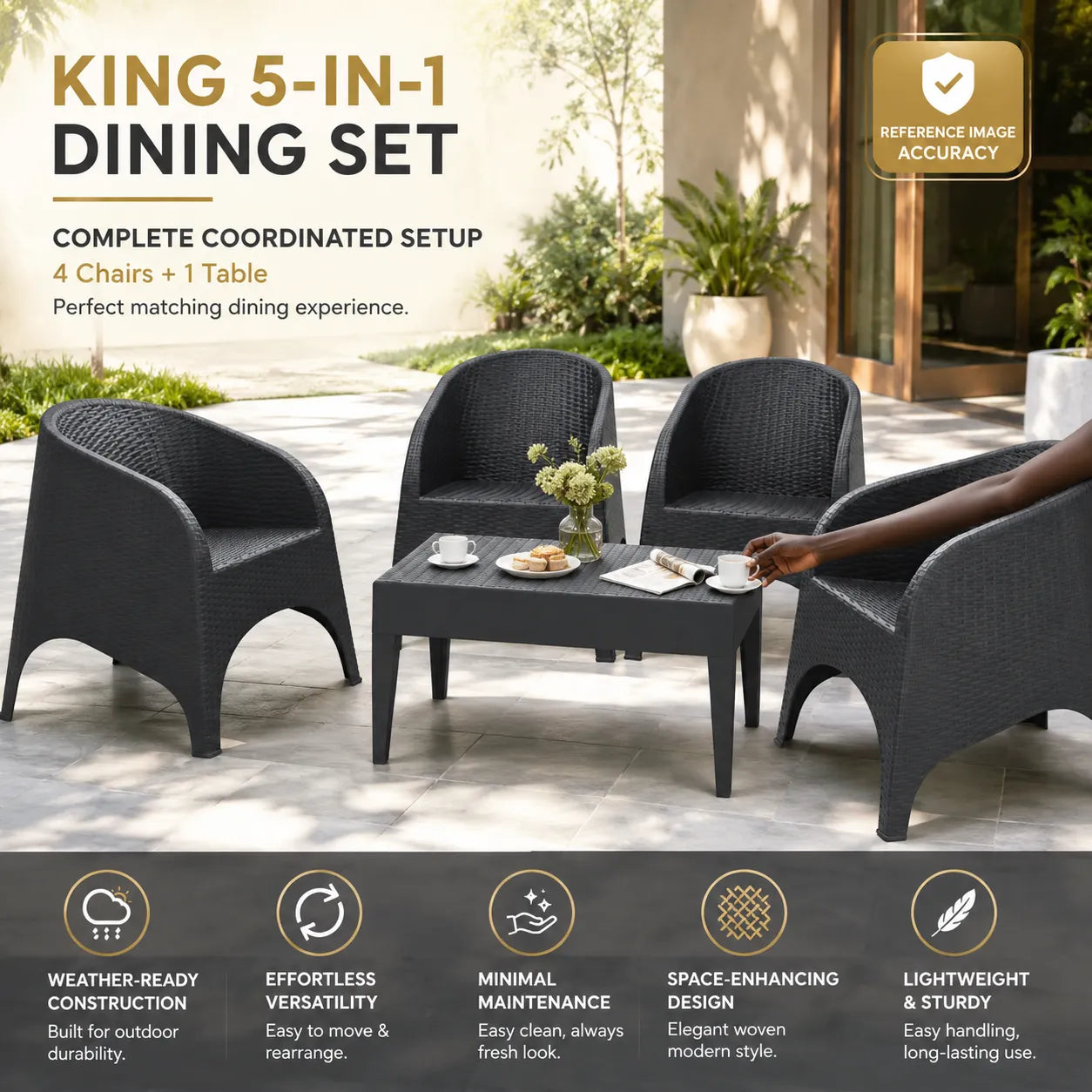 5in1 Chairs Set - Outdoor / Indoor King Chairs & Table