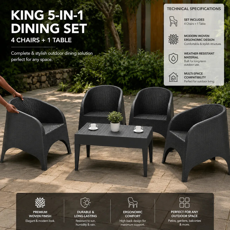 5in1 Chairs Set - Outdoor / Indoor King Chairs & Table