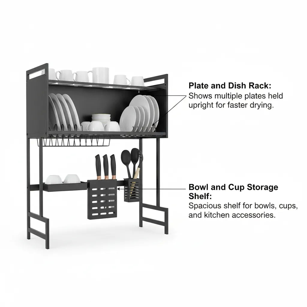 Kitchen Sink Dish Drying Rack 2tier – Multifunctional Rust-Resistant Kitchen Organizer
