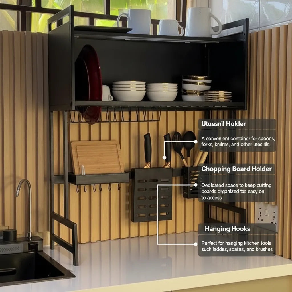 Kitchen Sink Dish Drying Rack 2tier – Multifunctional Rust-Resistant Kitchen Organizer
