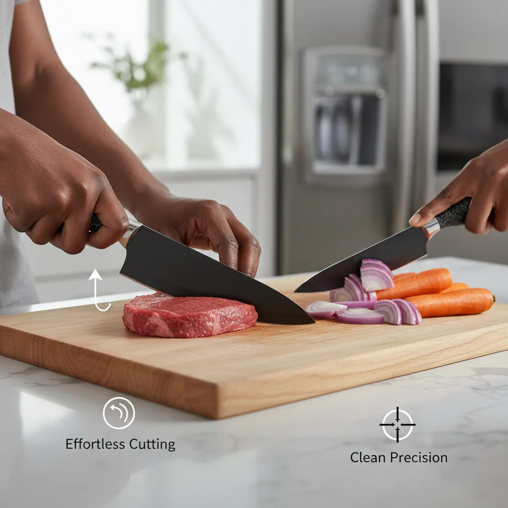 Knife Set 4PCS – Chef, Cleaver & Utility Knives with Stand 🔪✨