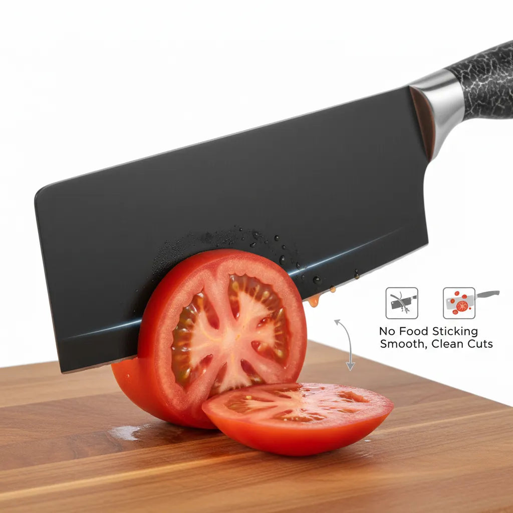 Knife Set 4PCS – Chef, Cleaver & Utility Knives with Stand 🔪✨