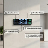 Large LED Digital Wall Clock – Modern Digital Clock⏰ with Clear Display, Showing Time, Date, and Temperature, Perfect for Homes, Offices, and Clinics