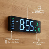 Large LED Digital Wall Clock – Modern Digital Clock⏰ with Clear Display, Showing Time, Date, and Temperature, Perfect for Homes, Offices, and Clinics