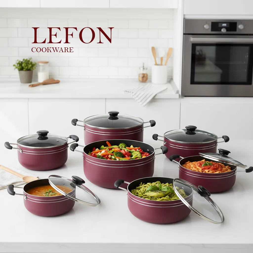 LEFON 14-Piece Non-Stick Cookware Set | Durable, Heat-Resistant & Easy to Clean