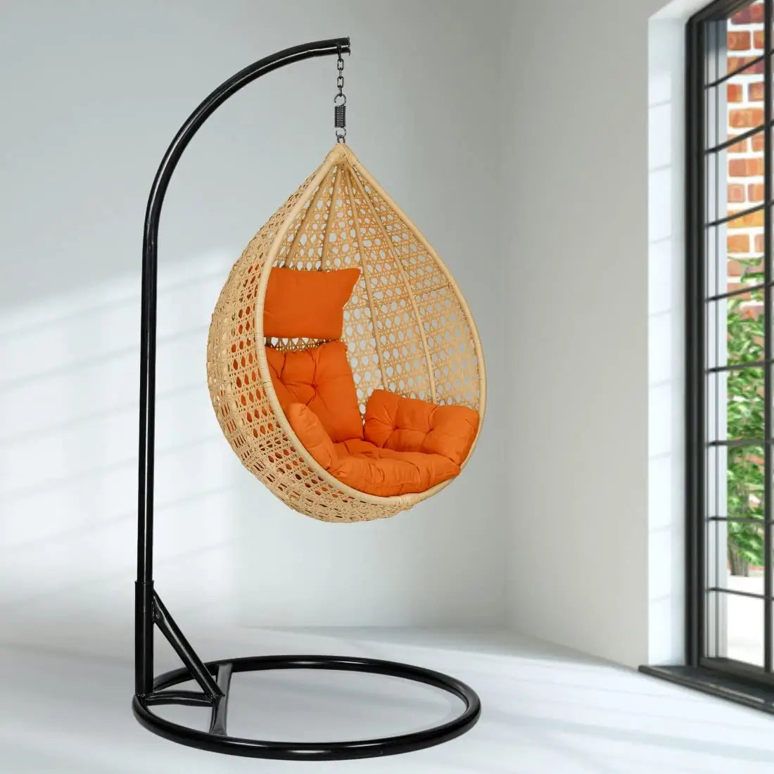 Large Rattan Swing for Gardens and Balconies – Rocking Swing for All Ages.