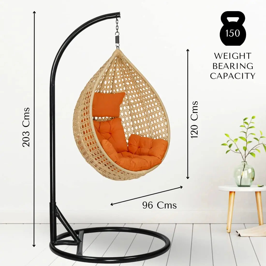 Large Rattan Swing for Gardens and Balconies – Rocking Swing for All Ages.