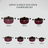 LEFON 14-Piece Non-Stick Cookware Set | Durable, Heat-Resistant & Easy to Clean