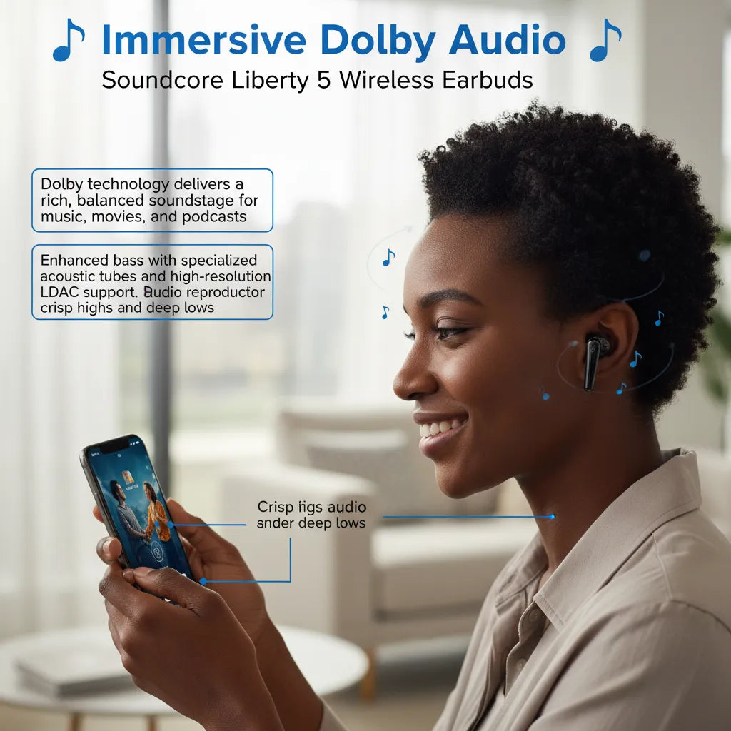 Liberty 5 Wireless Earbuds 🎧 – Ultimate Noise-Free, Dolby Sound Experience
