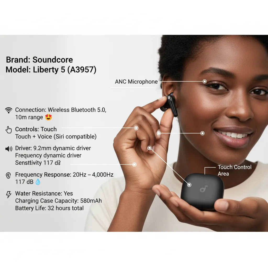 Liberty 5 Wireless Earbuds 🎧 – Ultimate Noise-Free, Dolby Sound Experience
