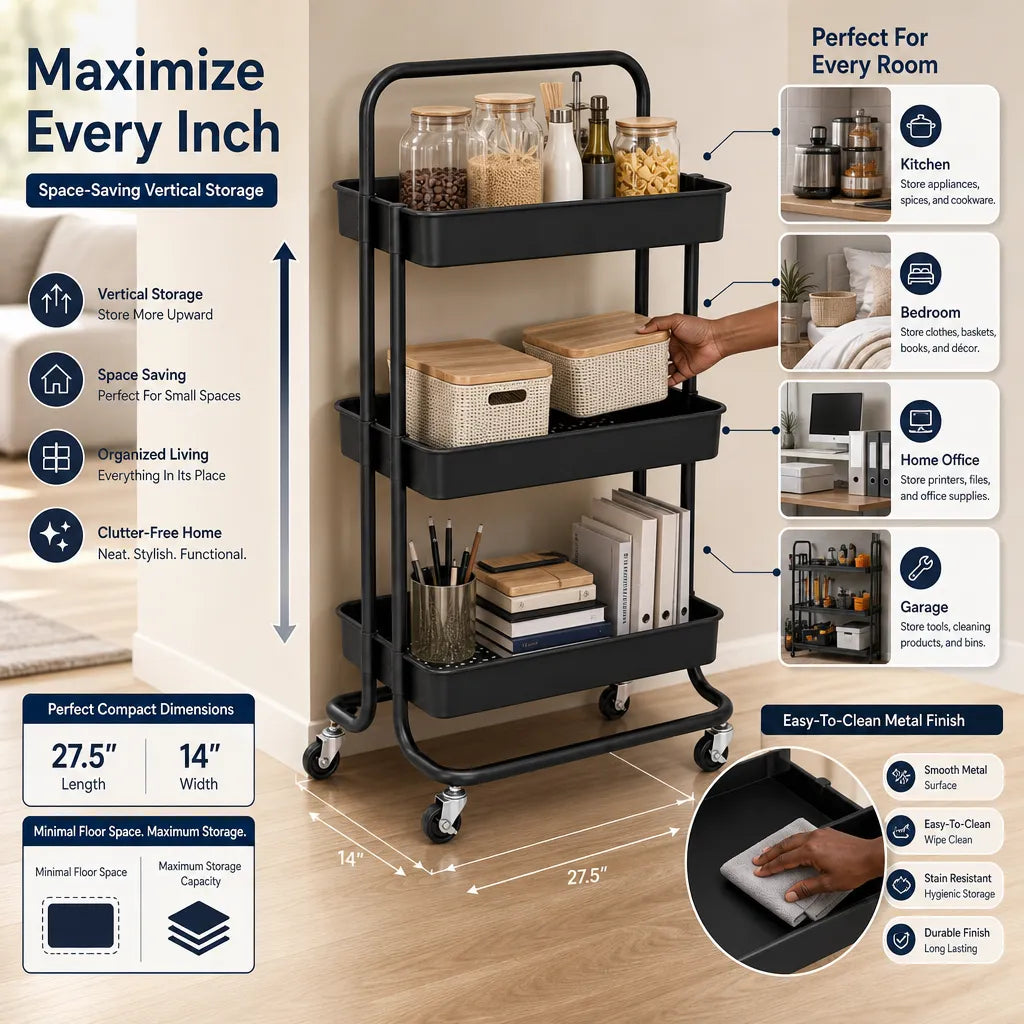 Premium Multi-Purpose Metal Storage Rack – 27.5" x 14" Heavy-Duty Organizer