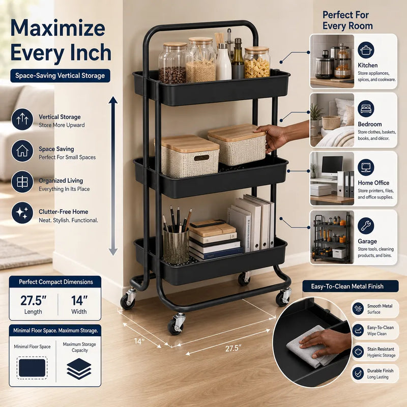 Premium Multi-Purpose Metal Storage Rack – 27.5" x 14" Heavy-Duty Organizer